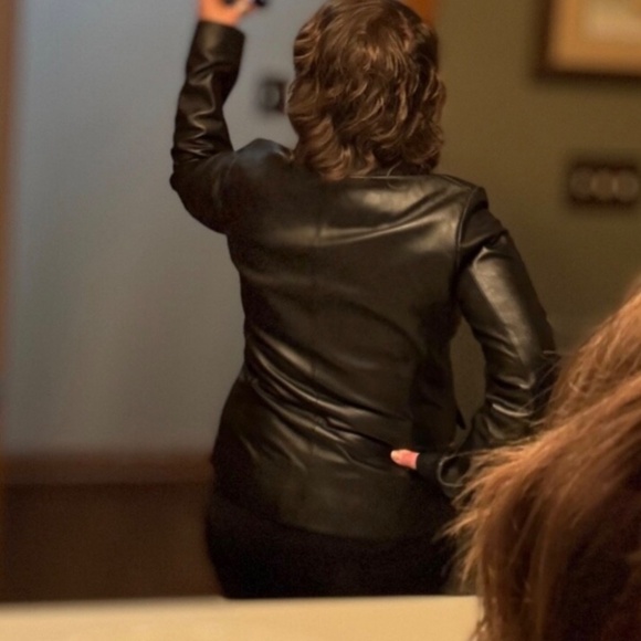 Margaret Godfrey Women’s Black Leather Jacket Blazer Size Small Style #9940 - Picture 7 of 16